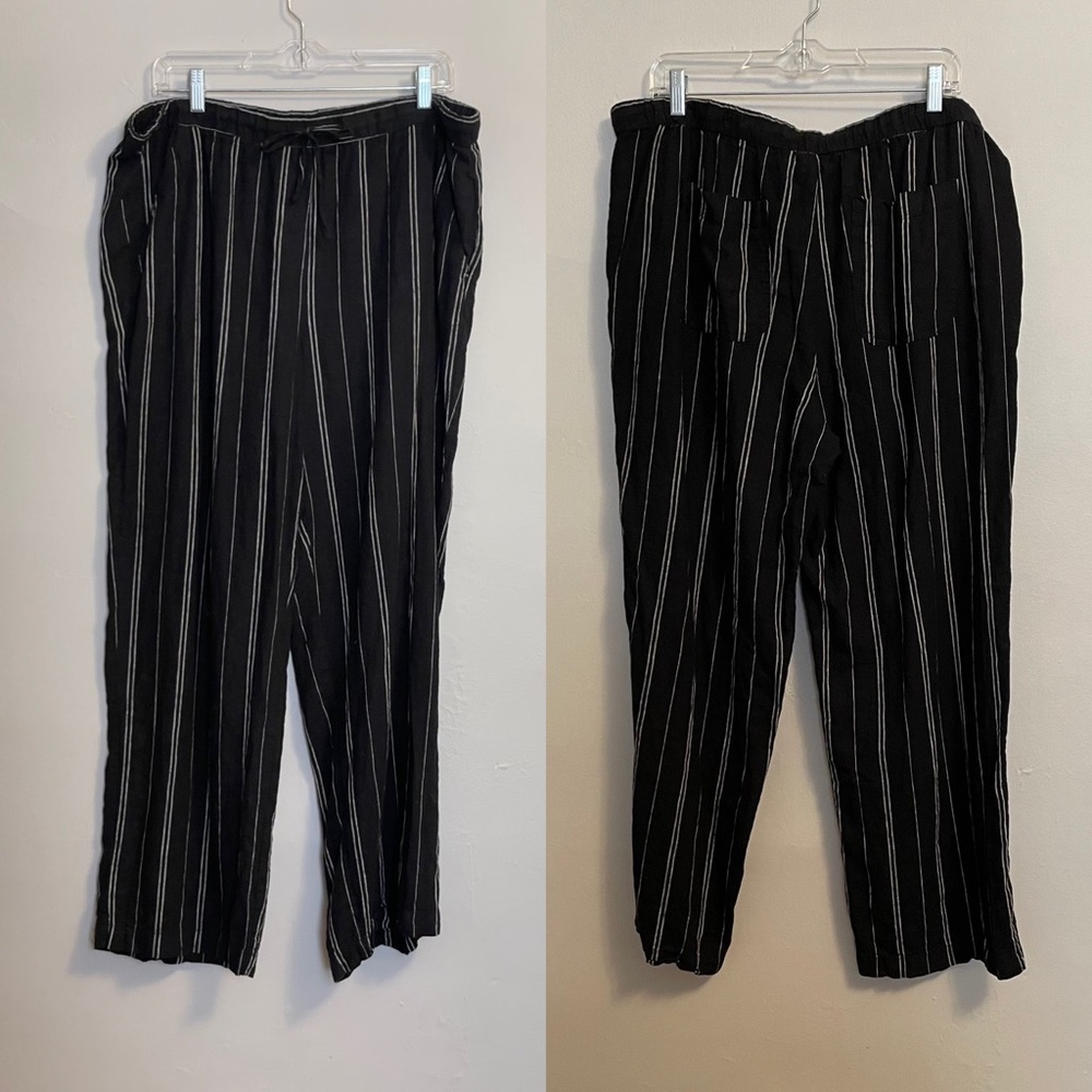 Land 'n Sea Striped Linen Blend Pull on Pants - Size XL